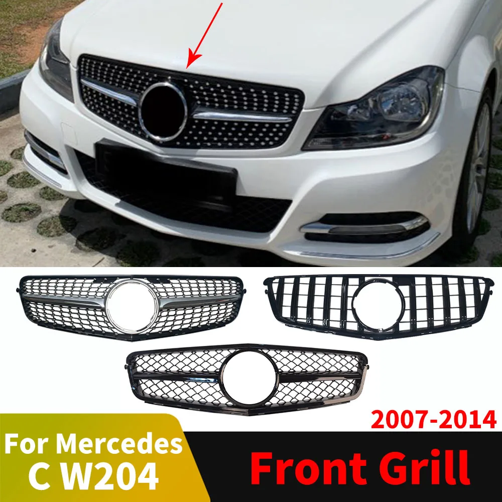 

Передняя решетка Racing Hood Grill для Mercedes W204 C204 S204 Coupe Benz C 2007-2014 C180 C250 C200 C43 C300 AMG GT Diamond Styling