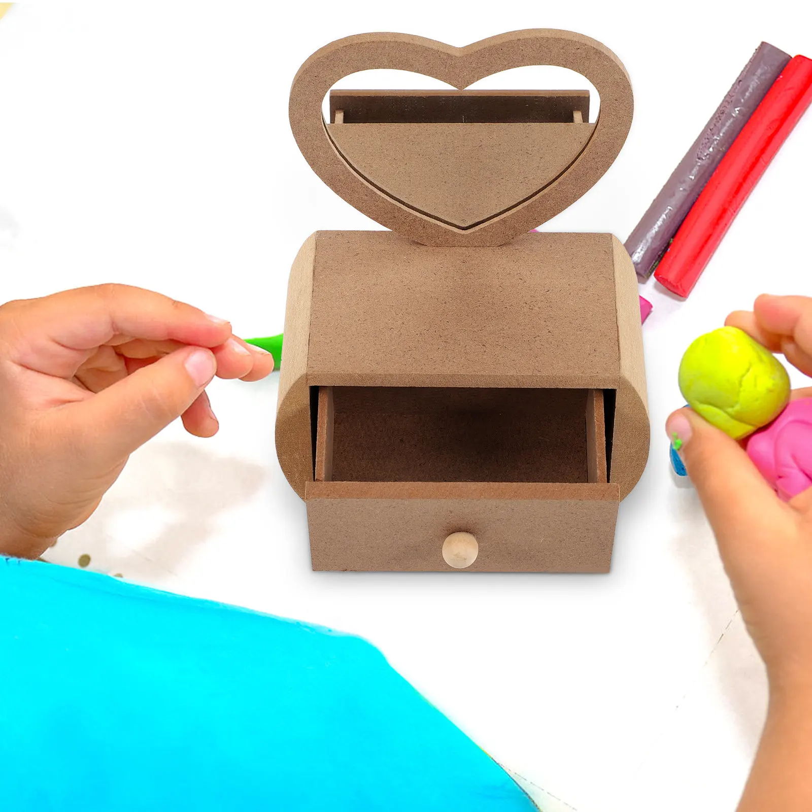 kit-de-artesanato-diy-penteadeira-infantil-de-madeira-em-formato-de-coracao-pequena-e-natural-com-espelho-facil-de-pintar-com-argila-com-glitter