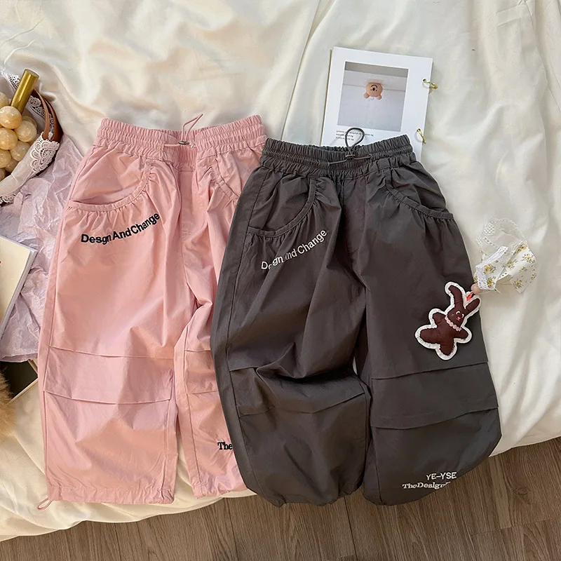 Girls Casual Pants 2024 Autumn New Children Baby Girls Foreign Fashion Style Casual Sports Storm Pants Boy Sports Pant