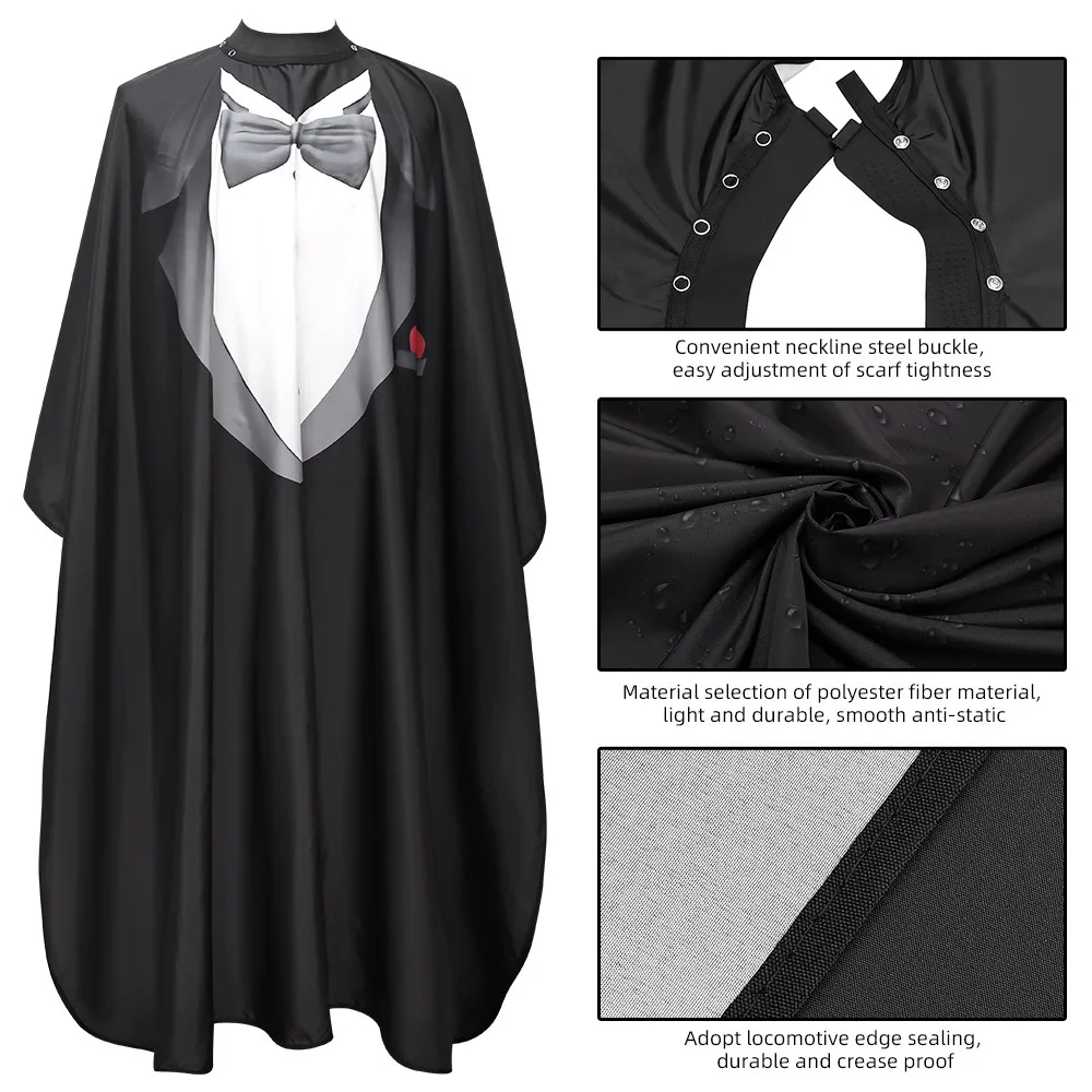 Pattern of Suit Barbershop Capes Antistatic Professional Salon Haircutting Shirt Silicone Neckline Buckle Hairdresser Apron