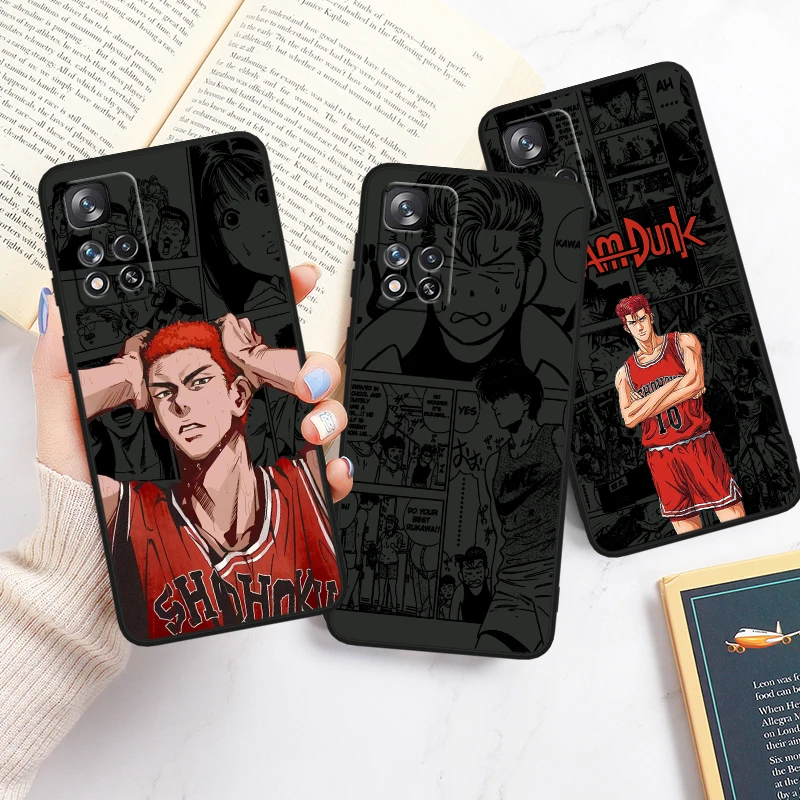 S-lam D-unks Anime For Redmi Note 13 12 Turbo 11T 11P 11E 11S 10T 10S 10 9 Pro Plus Max Silicone Black Phone Case