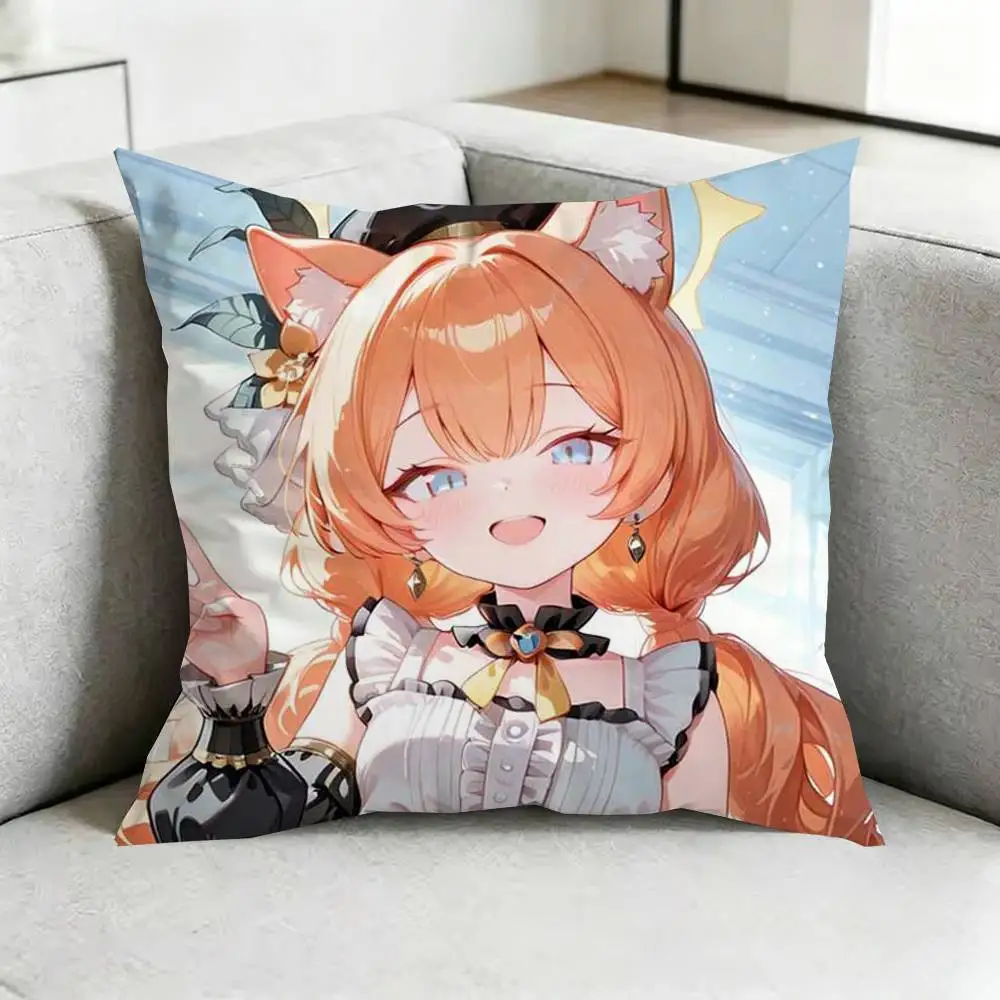 Cute Lochi-Mari Blue-Archive Square Double-Sided printed Pillow Case Bedroom Bedside Pillow Sofa Cushion Cover Gift