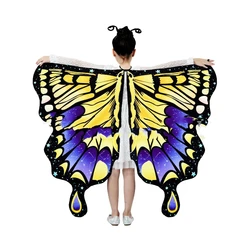 Butterfly Wings Costume Girl Fairy Dress Up Halloween Party Kids Cape Shawl Rainbow Monarch Nymph Pixie Scarf Stage Show New
