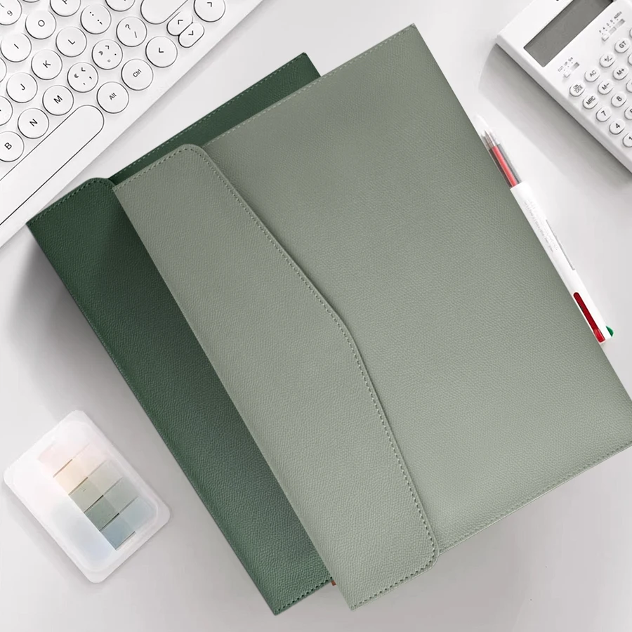 A4 Leather File Folder Data Package Document Bag Fashion Briefcase Data Contract Bill File Bag School Office Supplies