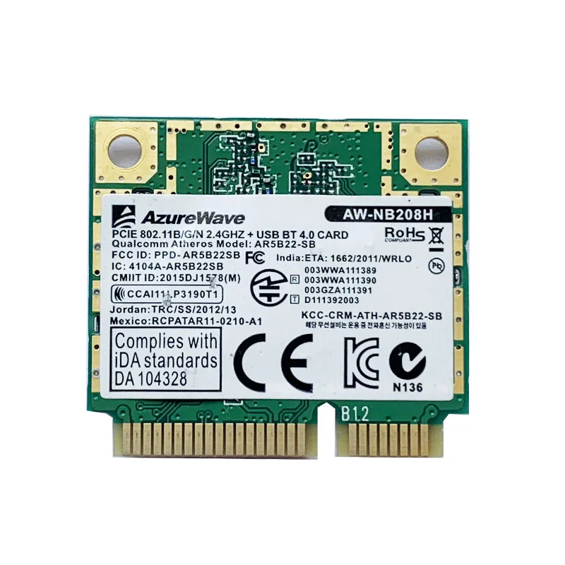 For Atheros AR5B22 AW-NB208H Half MINI PCI-E Wlan WIFI Wireless card Bluetooth 4.0 for Samsung/ Dell /ACER /Toshiba /ASUS/MSI