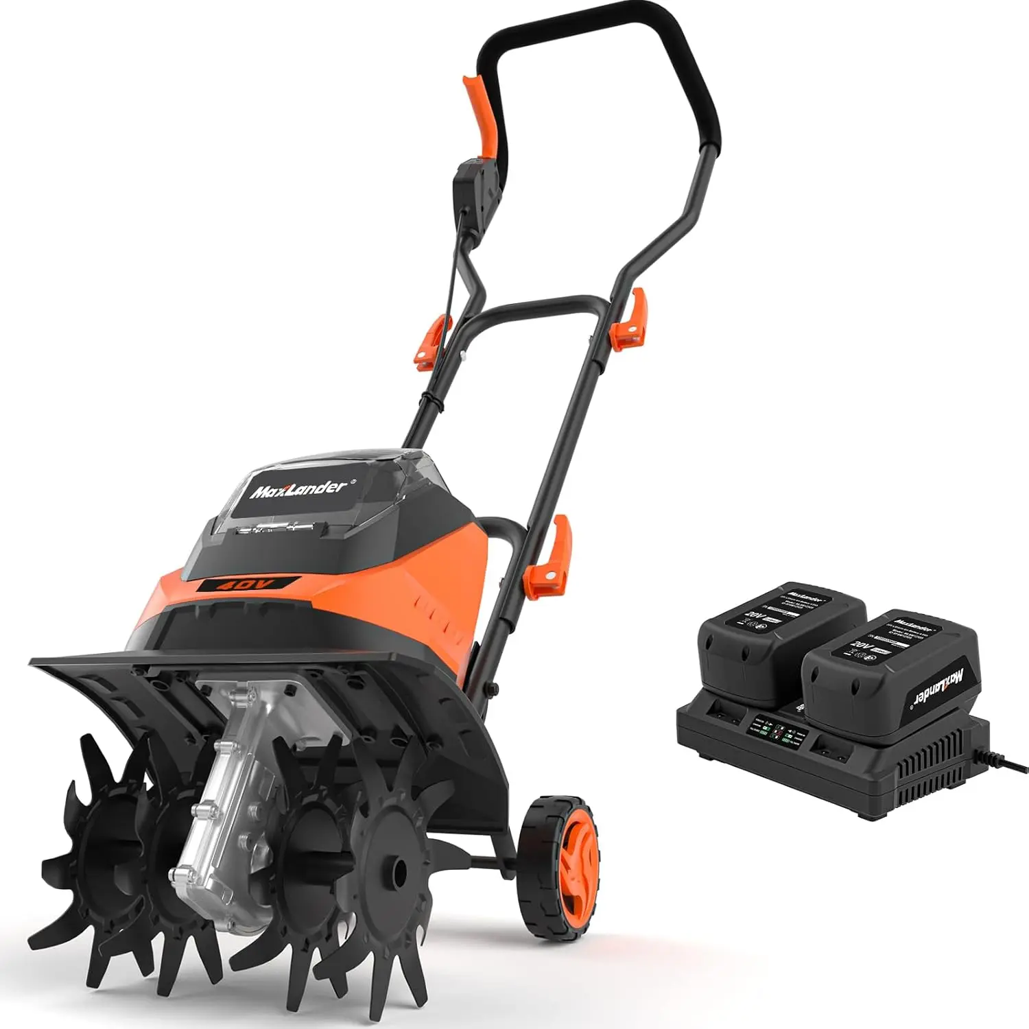 

Cordless Tiller Cultivator, 40V 12-Inch Brushless Battery Powered Garden Tiller with 4 Steel Tines, Powerful 280 RMP Rototiller,