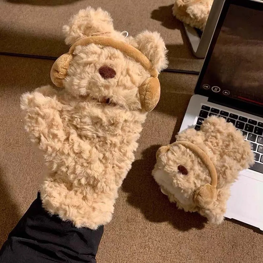 Creative Flip-top Cartoon Bear Gloves Acrylic Fibers Windproof Winter Gloves Thickened Warmer Anti-cold Mittens Outdoor