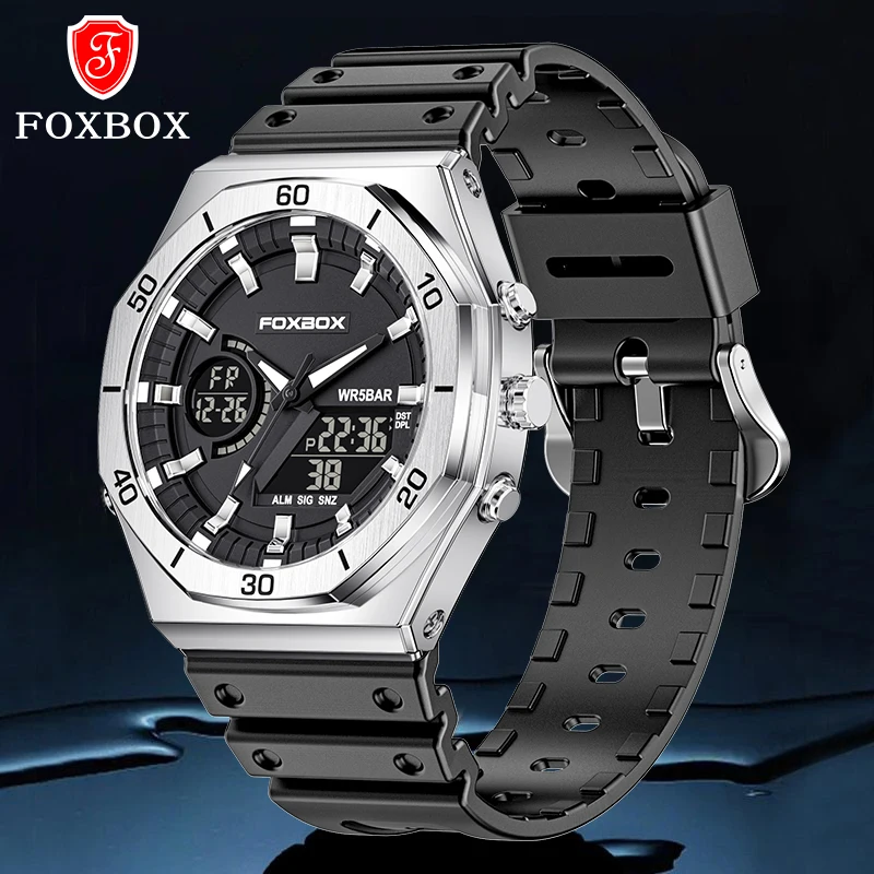 

FOXBOX Men Watch Silicone Strap Military Watches Top Luxury Waterproof Luminous Men's Clock Date Sports Watch Relogio Masculino