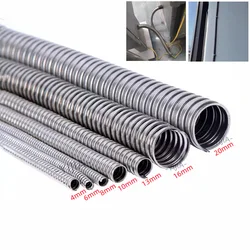 1M 4-13mm 304 Stainless Steel Corrugated Pipe Wire Line Cable Conduit Protect Threaded Hose Rat-proof Pipe Sleeve Home Hardware