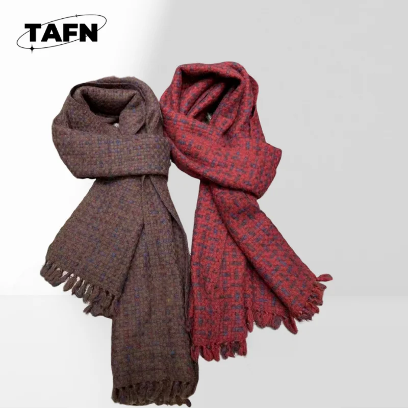 

Новый цветной сетчатый тканый кашемировый шарф, красивый универсальный модный простой и удобный стильный, но удобный дизайн AI1507