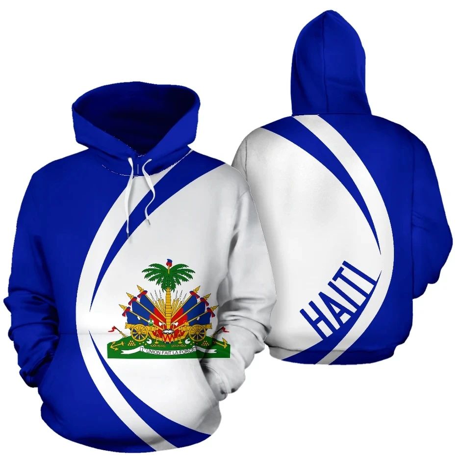 Sudadera con capucha para hombre y mujer, suéter con estampado de bandera de país, Mar caribeño, Isla de Haiti, Retro, chándal,