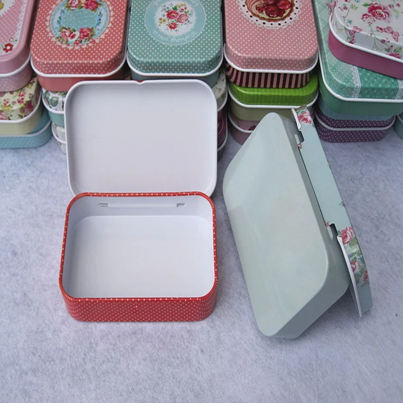 1PC Vintage Flower Printing Mini Tin Box for Jewelry Wedding Favor Metal Candy Box Decorative Storage Boxes Gift Home