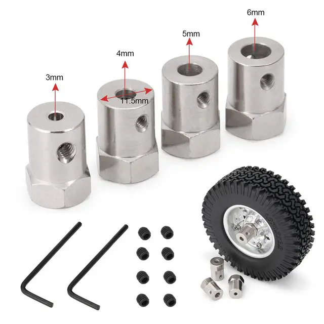 1 Stück 2/3/3,17/4/5/6/7/8mm Eisenwellenkupplung Sechskantkupplung Motorverbinder für RC-Autoreifen und -wellen – Detail 1