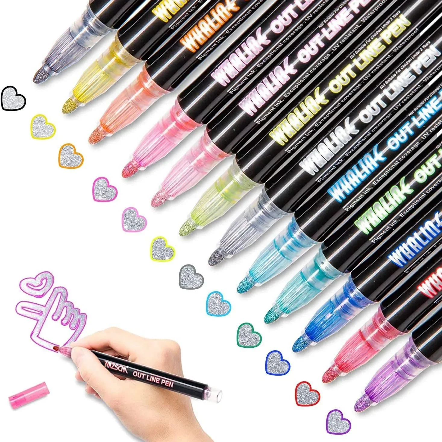 

8/12 Colors Silver Shiny Double Line Outline Highlighter Flashing Kids Scrapbooking Journal DIY Drawing Marker Pen Stationery