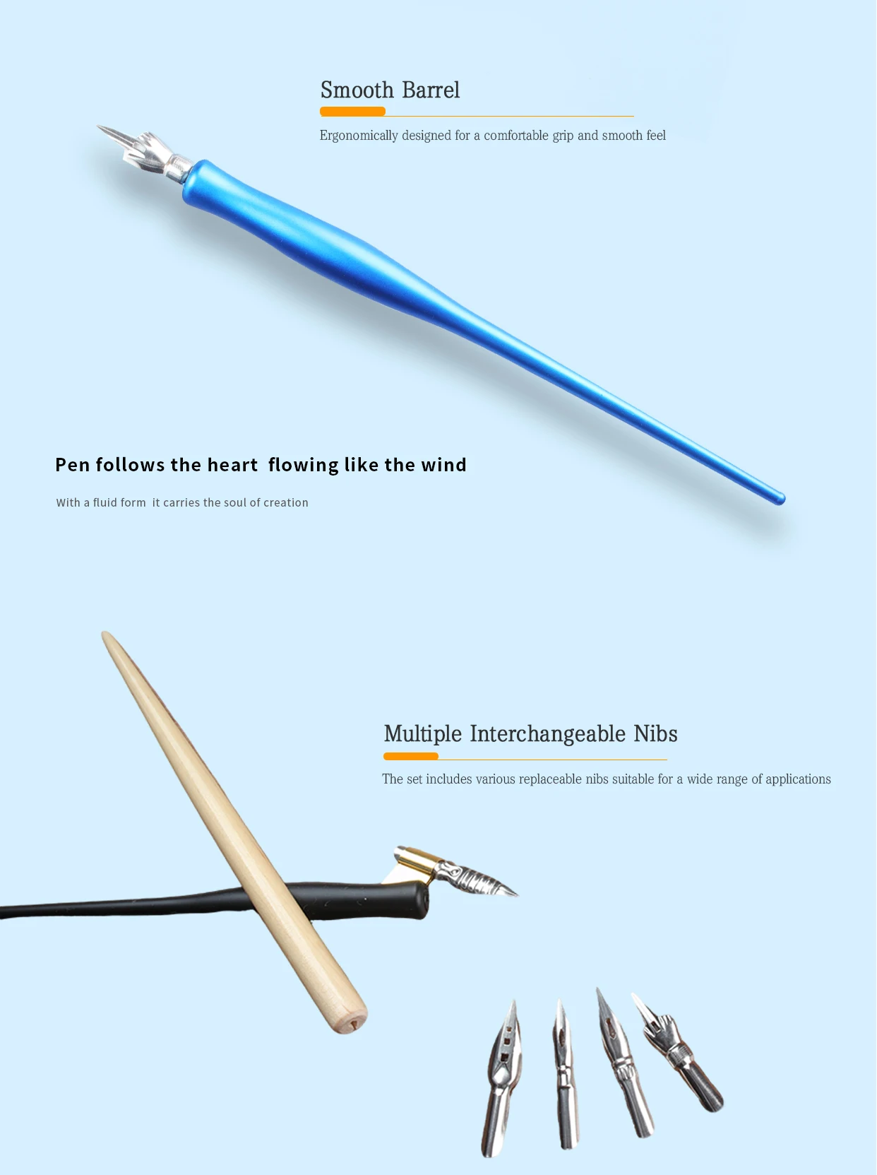SeamiArt 1 Stück multifunktionaler Dip-Pen-Halter mit Flansch, 5 Stück Stiftspitzen-Set für Künstler, Anime, Comic, Kalligraphie – Detail 3