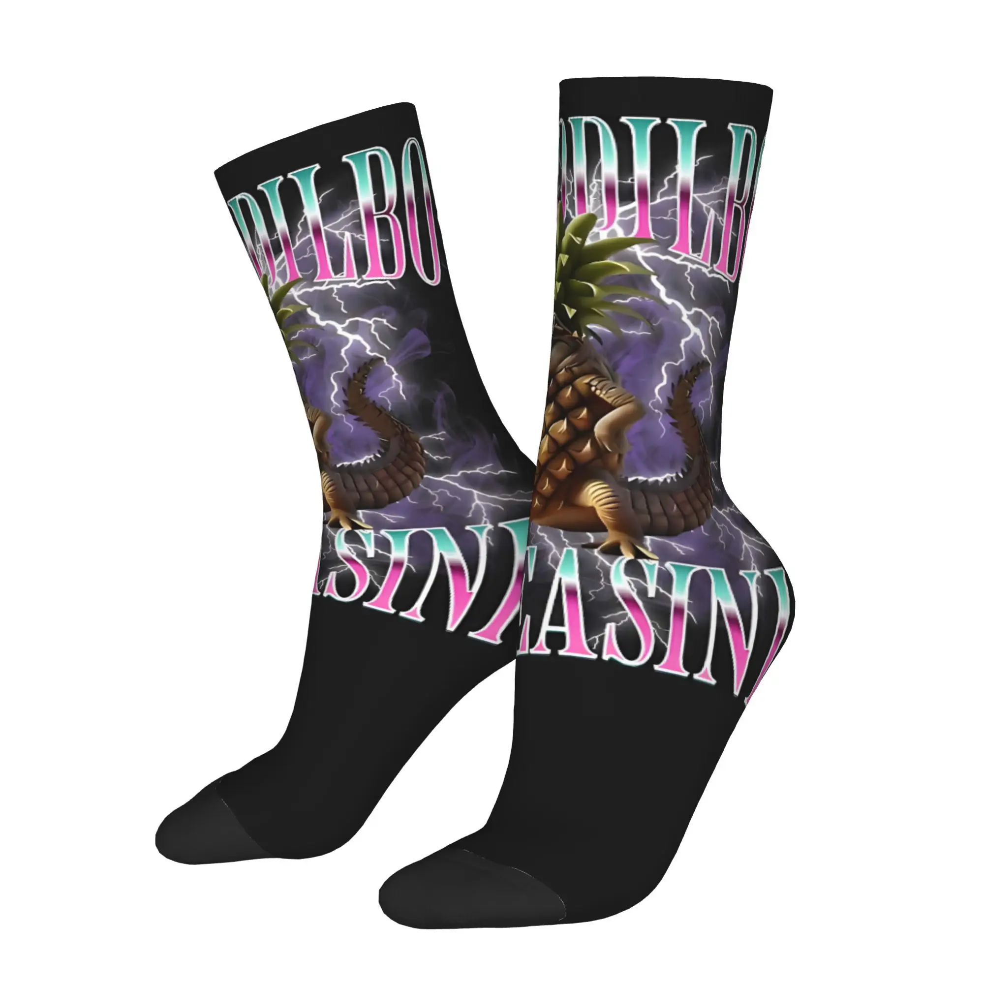 

Happy Men's Socks Crocodilbo Pineasini Crocodile Vintage Italian Brainrot Meme Hip Hop Seamless Crew Sock Gift Pattern Printed