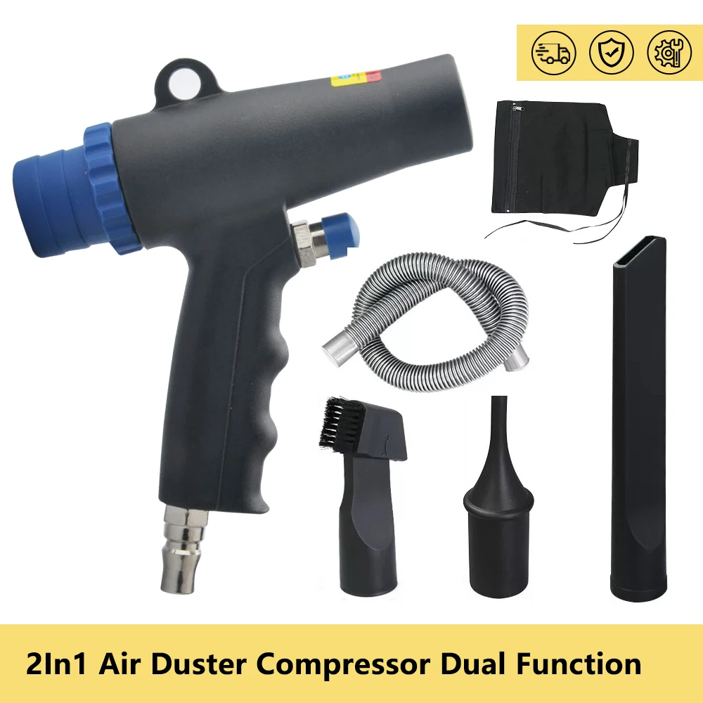 2 In 1 Dual Function Air Duster Compressor Air Vacuum Blow Suction Guns Kit Pneumatic Car Blowing Vacuum Cleaner Pneumatic Tools