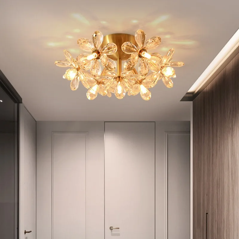 

Flower crystal lamp, entrance hall, hallway, balcony, dressing room, light luxury, creative ceiling light