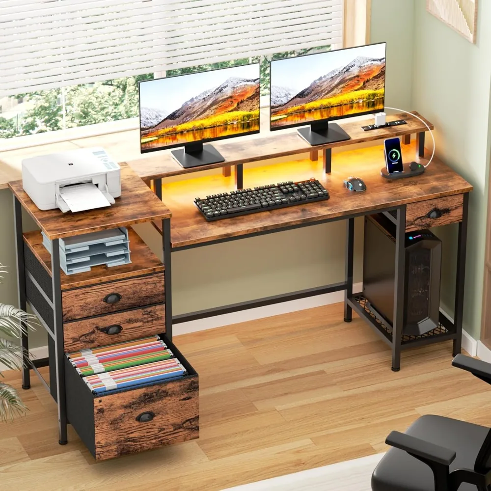 Computer Desk with Drawers, 60