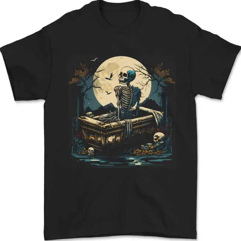 Ein Skelett & Sarg IN Friedhof Halloween Herren T-Shirt 100% Cotton