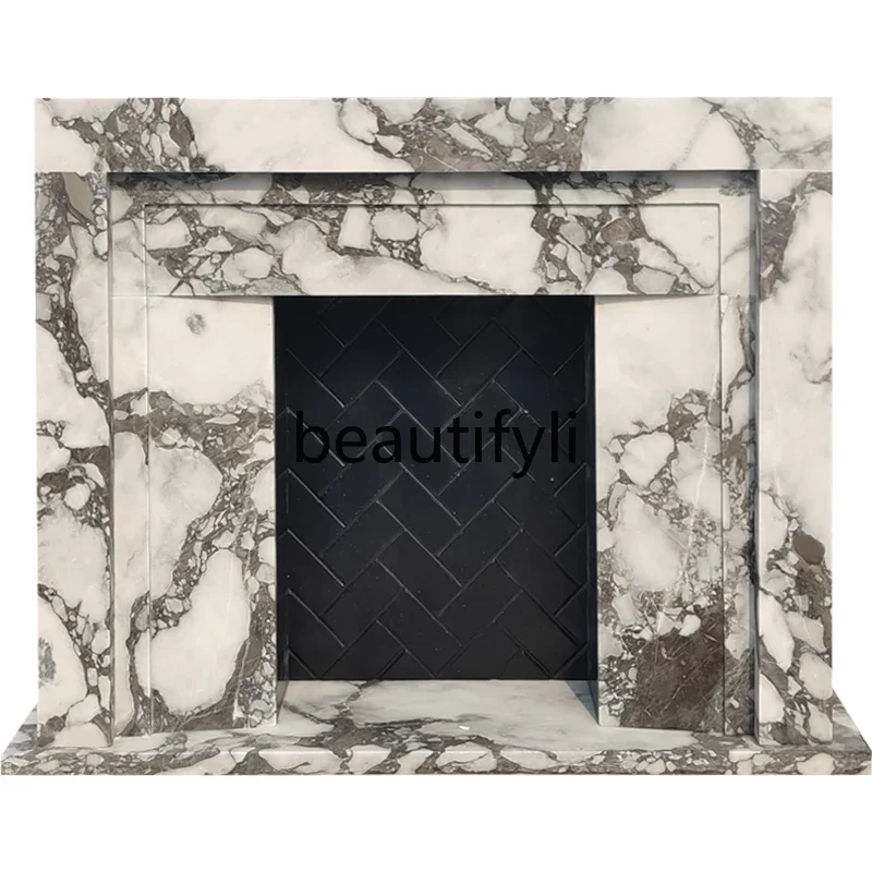 J132 Marble stone fireplace French large white interior decoration cabinet stone carving fireplace customization
