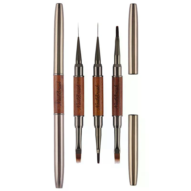 دائم خشب الصندل القطب مسمار فرشاة فنية المزدوج نهاية المهنية مسمار بطانة فرشاة مسمار الفن العلاج بالضوء القلم مسمار اللوحة #4