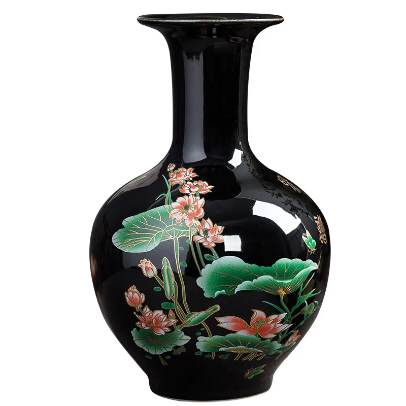

Jingdezhen Ceramic Antique Shelf Vase Ornament For Living Room And Office Flower Vase New Chinese Style Tabletop Home Decoration