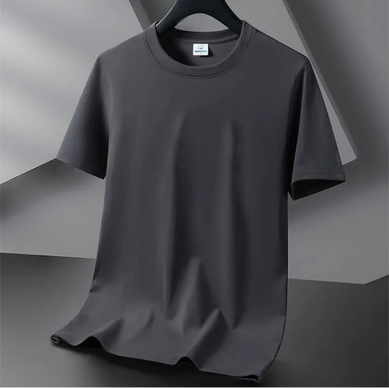 Men's Short-sleeved T-shirt Summer Base Layer Round Neck Versatile Casual Solid Color Large Size T-shirt Trendy Top Comfort New