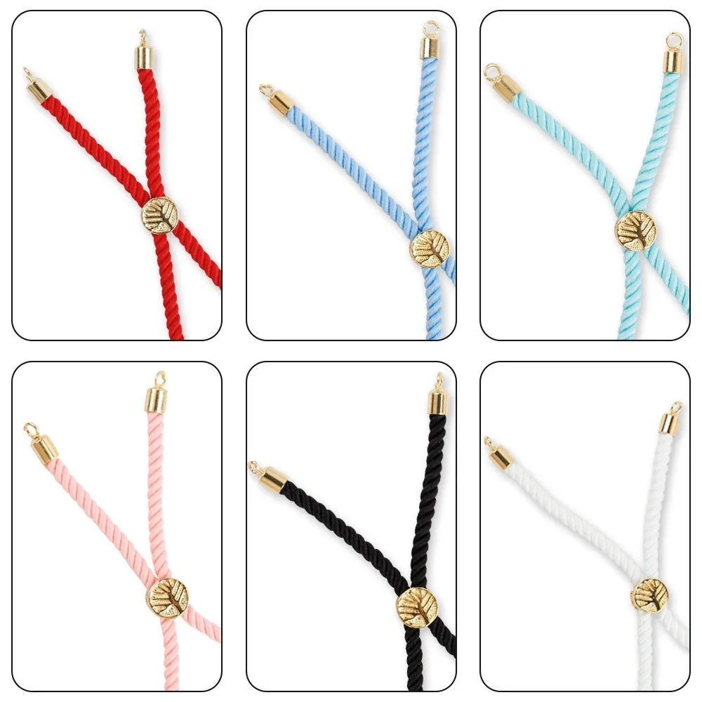 ใหม่ 11 ซม.เชือก DIY สีทึบสร้อยข้อมือเชือกทอปรับได้