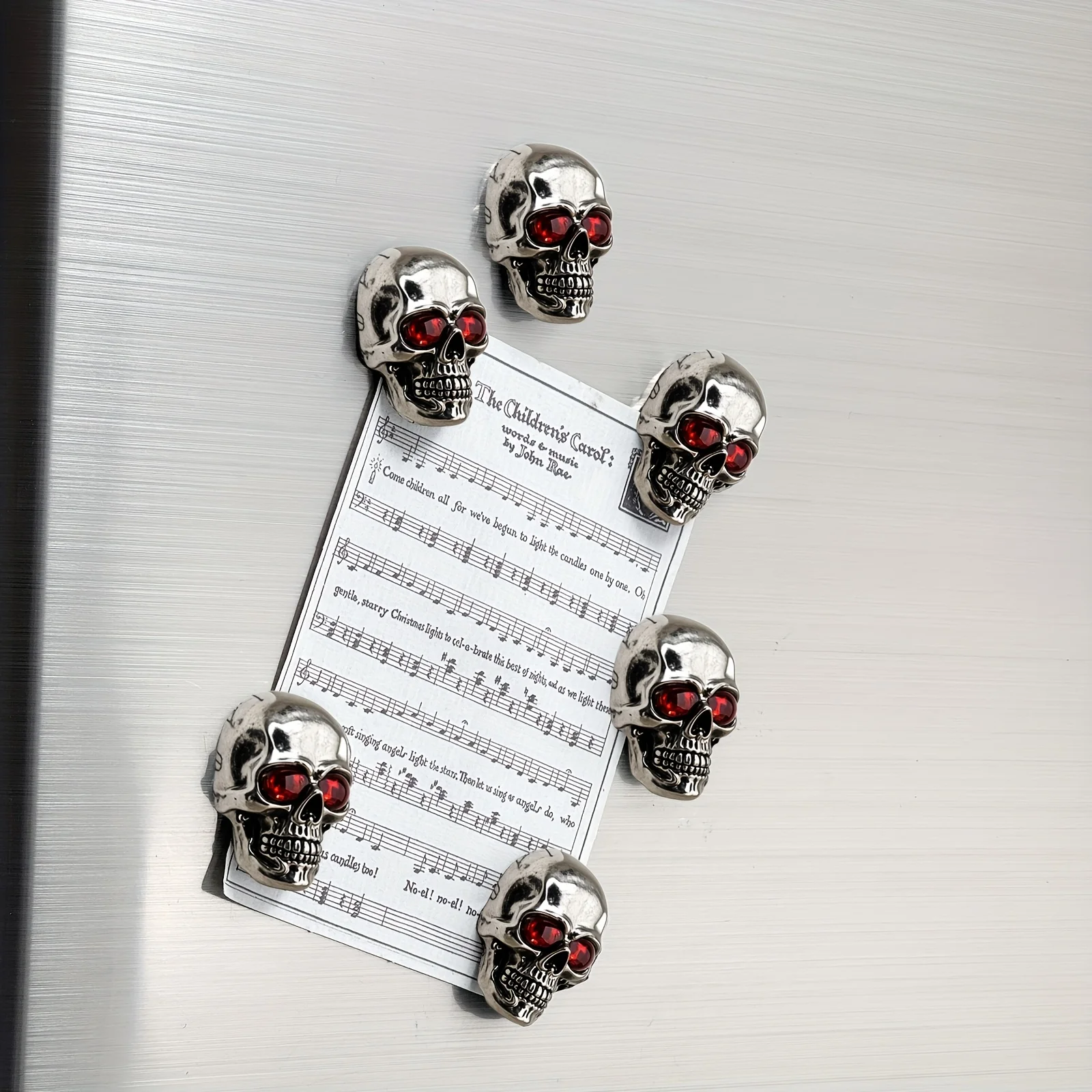 Gothic Style Six-Piece Red Eye Skull Decorative Stickers Unique Fridge Magnets Kitchen Office Storage Cabinet Decoration Holiday