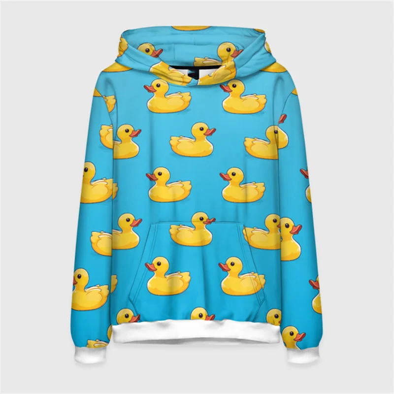 Harajuku New 3D Printing Cute Animals Capybara Hoodies For Men Funny Yellow Rubber Duck Graphic Hooded Hoody Kid Sweatshirts Top