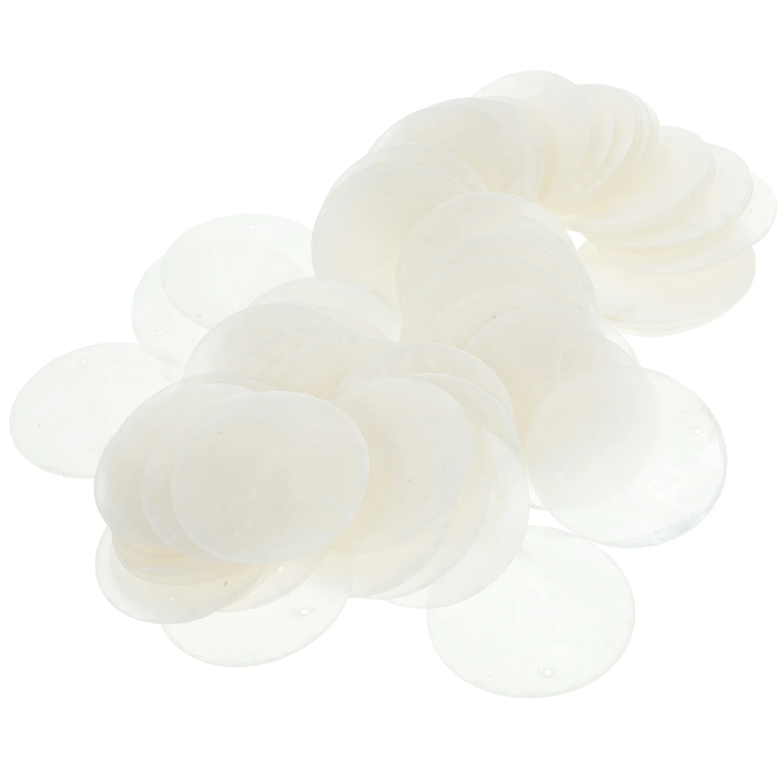 100 Pcs DIY Wind-bell Making Keychain Pendant Wired Shell Crafts Natural Round Shells Slices Hanging Mussel Beads