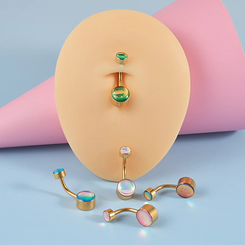 1Pc Surgical Steel Flash Film Navel Piercing Curved Barbell Belly Button Rings Helix Cartilage Piercing Beach Body Jewelry