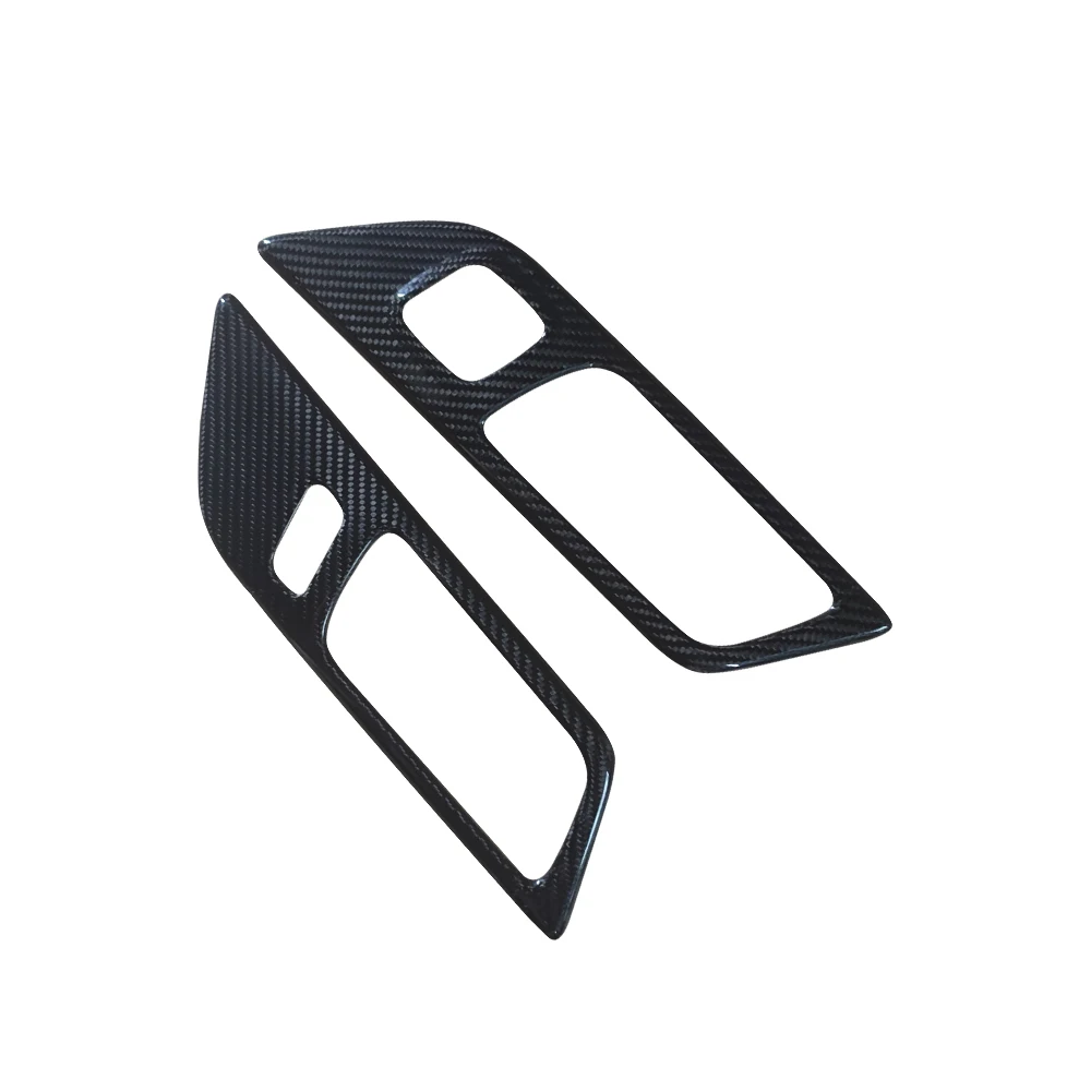 RHD Car Interior Accessories Real Carbon Fiber Inner Door Handle Frame Cover for Ford Mustang 2015-2020