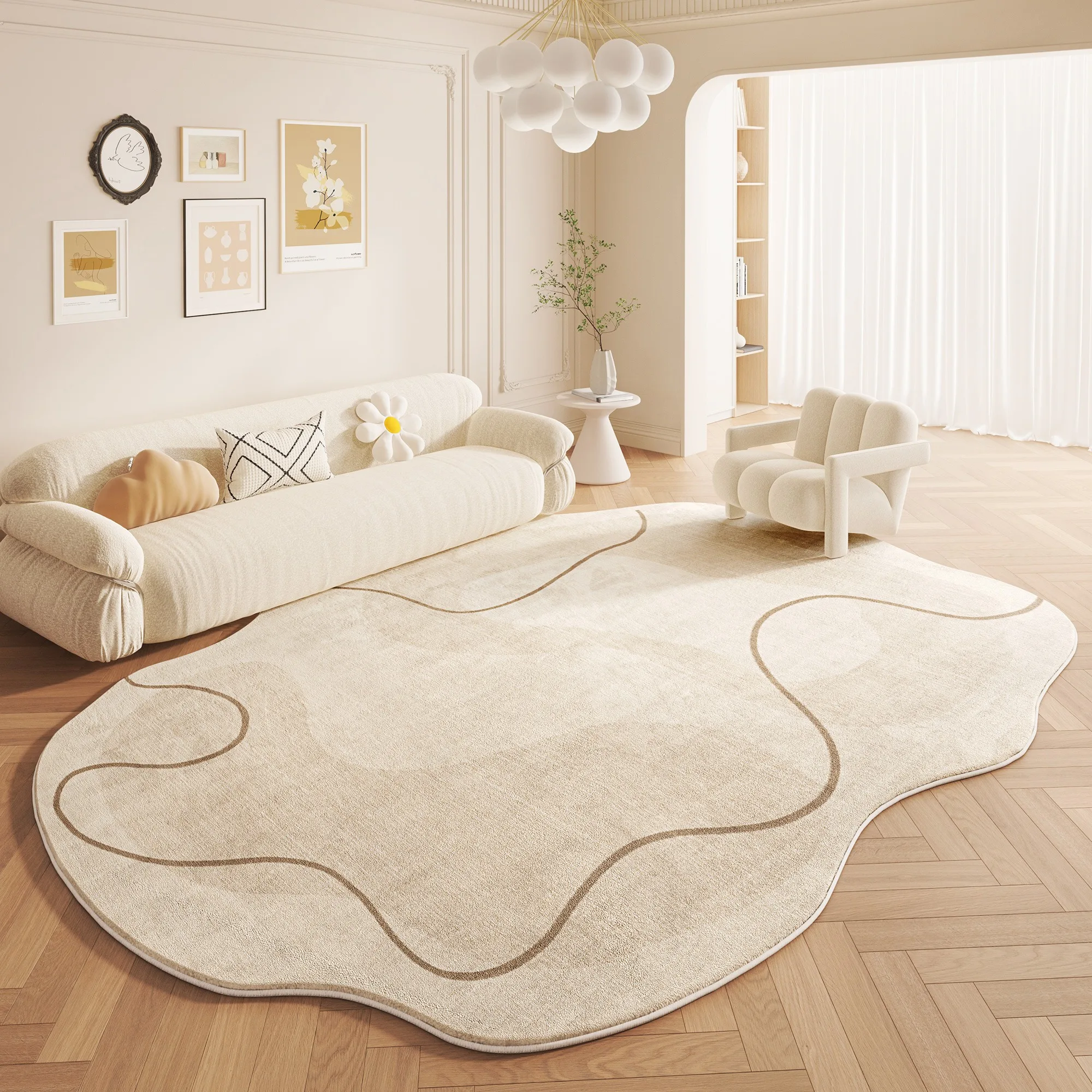 Living Room Carpet Large Irregular Floor Mat Fluffy Soft Carpets for Bedroom Japanese Minimalist Style Home Decoration Rug 거실 카펫