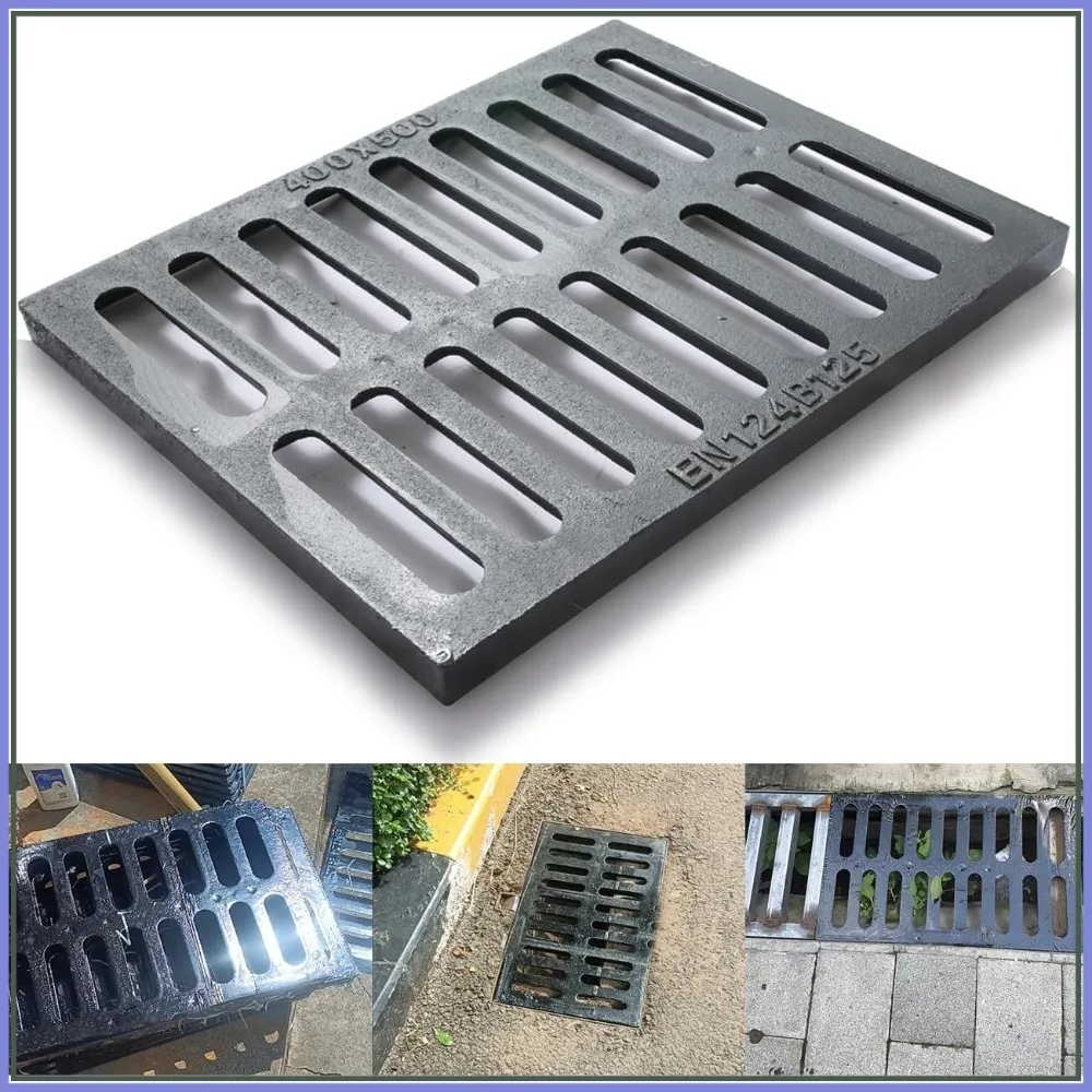 

Cast Iron Drain Grate 16x20in Heavy Duty B125 Class Outdoor Drain Cover, Black Rectangle Sewer Grate for Driveway, Yard & Garage