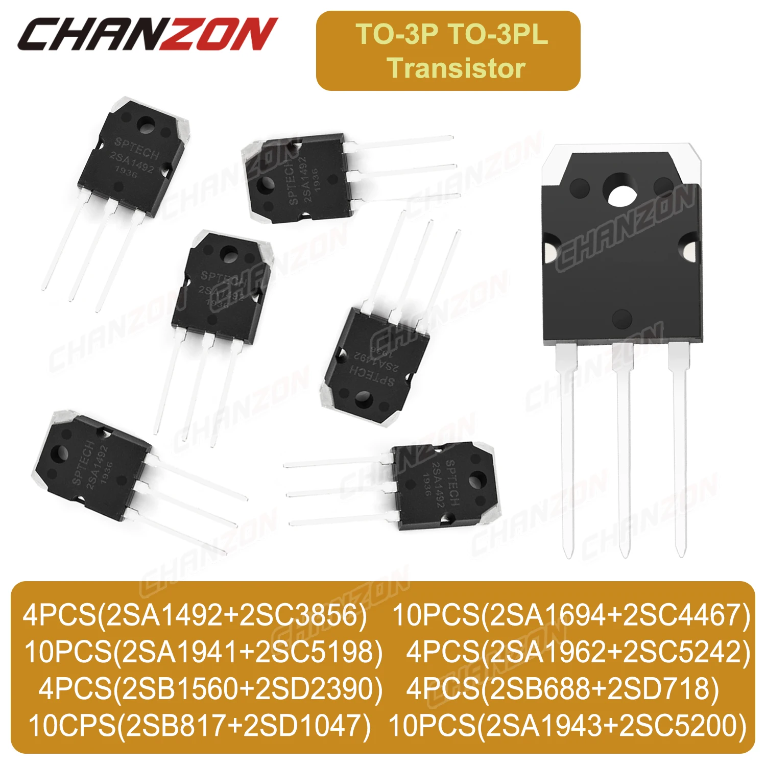 4Pcs Transistors 2Sa1492 2Sc3856 2Sa1962 2Sc5242 2Pcs 2Sb688 2Sd718 2Sa1694 2Sc4467 Bipolar Junction BJT Triode Tube