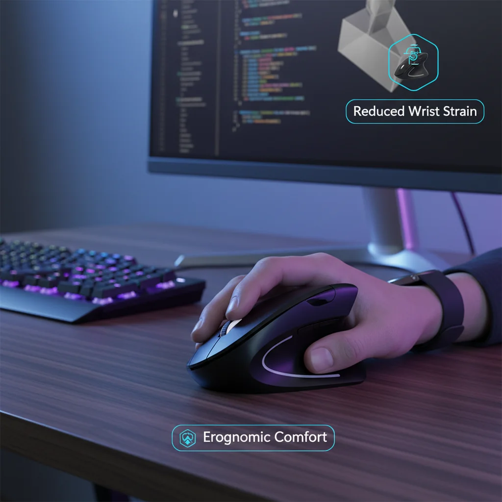 Ergonomic 2.4G Wireless Vertical Mouse With Natural Handshake Design Computer Optical Mice to Prevent Wrist Pain For PC Mac