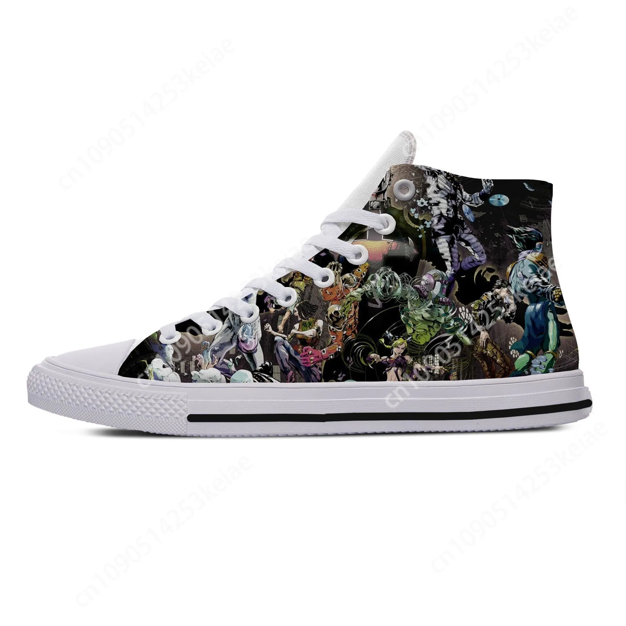 Hot Anime Cartoon Killer Queen JoJo Bizarre Adventure Casual Cloth Shoes Lightweight Men Women Sneakers High Top Board Shoes