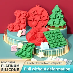 Christmas various shapes food silicone mold cake Christmas tree Santa Claus family kitchen special soft candy chocolate mold bak