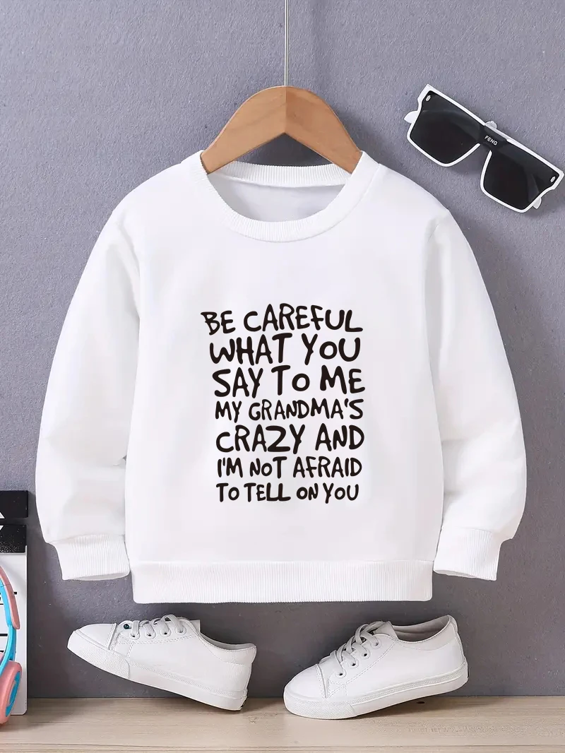 Fashionable boys Girls' Sweatshirt with Round Neckline Creative Letter Graphics  Parties spring Fall New Fit Leisure sports