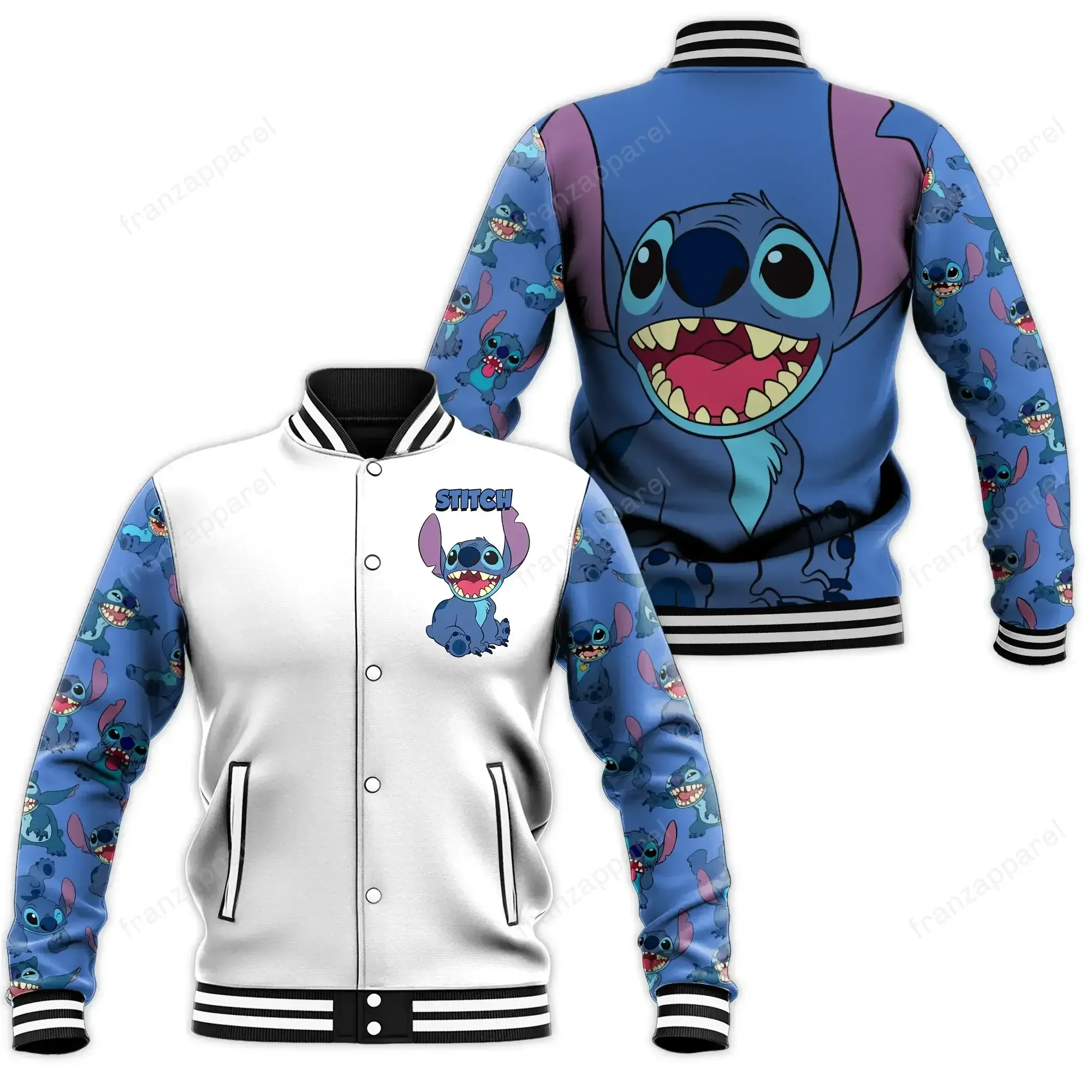 Y2k Disney Hoodie Lilo Stitch Baseball Jacket Men Women Sweatshirt Hip Hop Harajuku Jackets Streetwear Loose College Coats