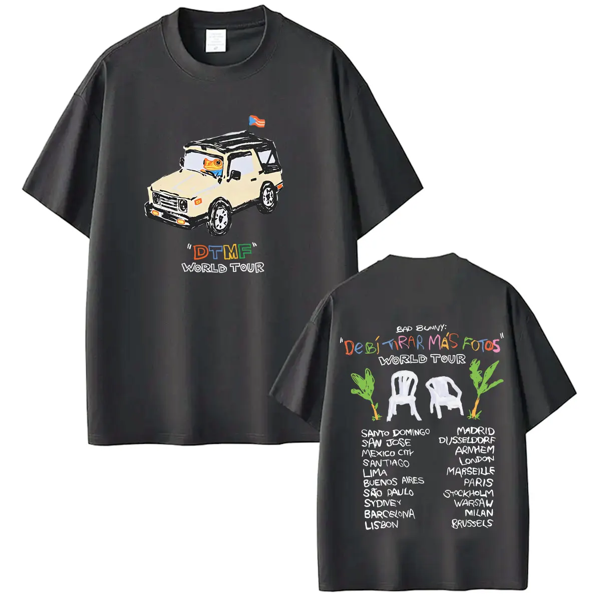 Rapper Bad Bunny Debi Tirar Mas Fotos DTMF Print T Shirt Men Women Fashion Hip Hop T-shirt Summer Cotton Loose Casual T-shirts