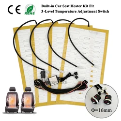 Universal Built-In Car Seat Heater 12V Alloy Wire Heating Heat Pads 3-Level Dual Round Control Switch System With Harness