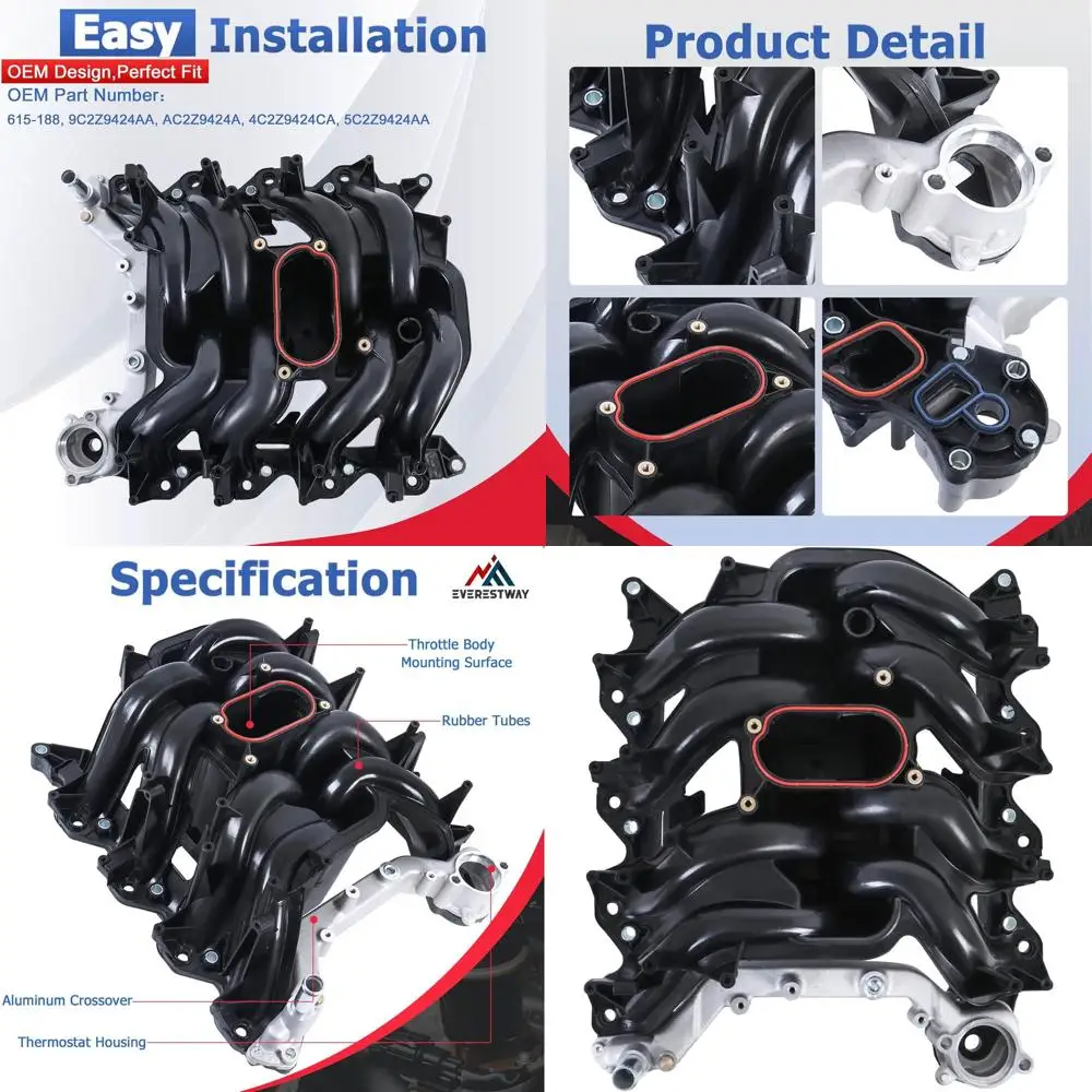 

615-188 Верхний впускной коллектор, совместимый с Ford F150 F250 F350 E150 E250 E350 E450 5.4L V8 2000-2003 гг.