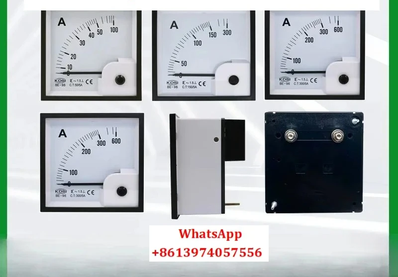 KDSI pointer AC ammeter BE-96 AC10~ 3000/5A square opening, connected to transformer