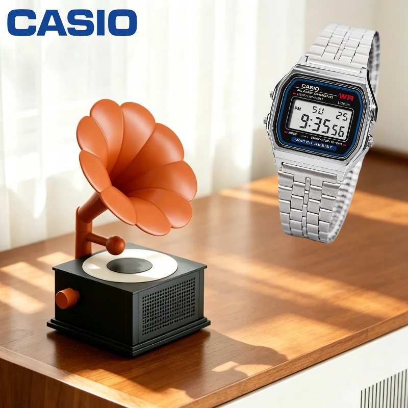Reloj Digital Cuadrado Casio A159WA de Moda Urbana, Reloj Cronógrafo Multifuncional con Batería de Larga Duración para Hombre y Mujer, Reloj de Uso Diario