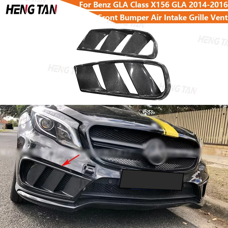 For Mercedes Benz GLA Class X156 GLA 200 GLA260 GLA45 2014-2016 Carbon Fiber Car Front Bumper Air Intake Grille Vent Cover Trim