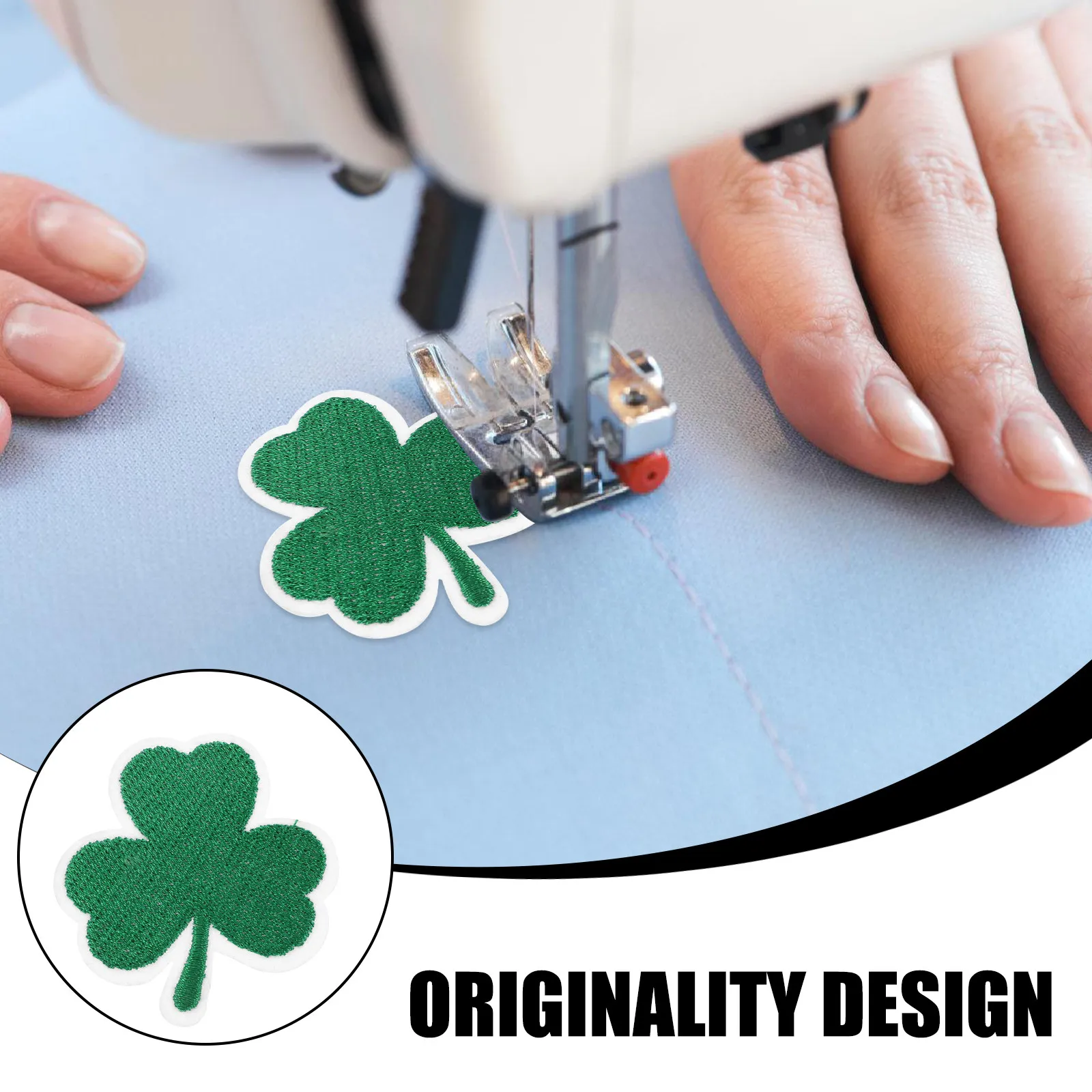 12Pcs Shamrock-Shaped Embroidered Patches Iron on Felt Polyester Wear-Resistant Clothes Patches for Holes Stains Bags Coats DIY