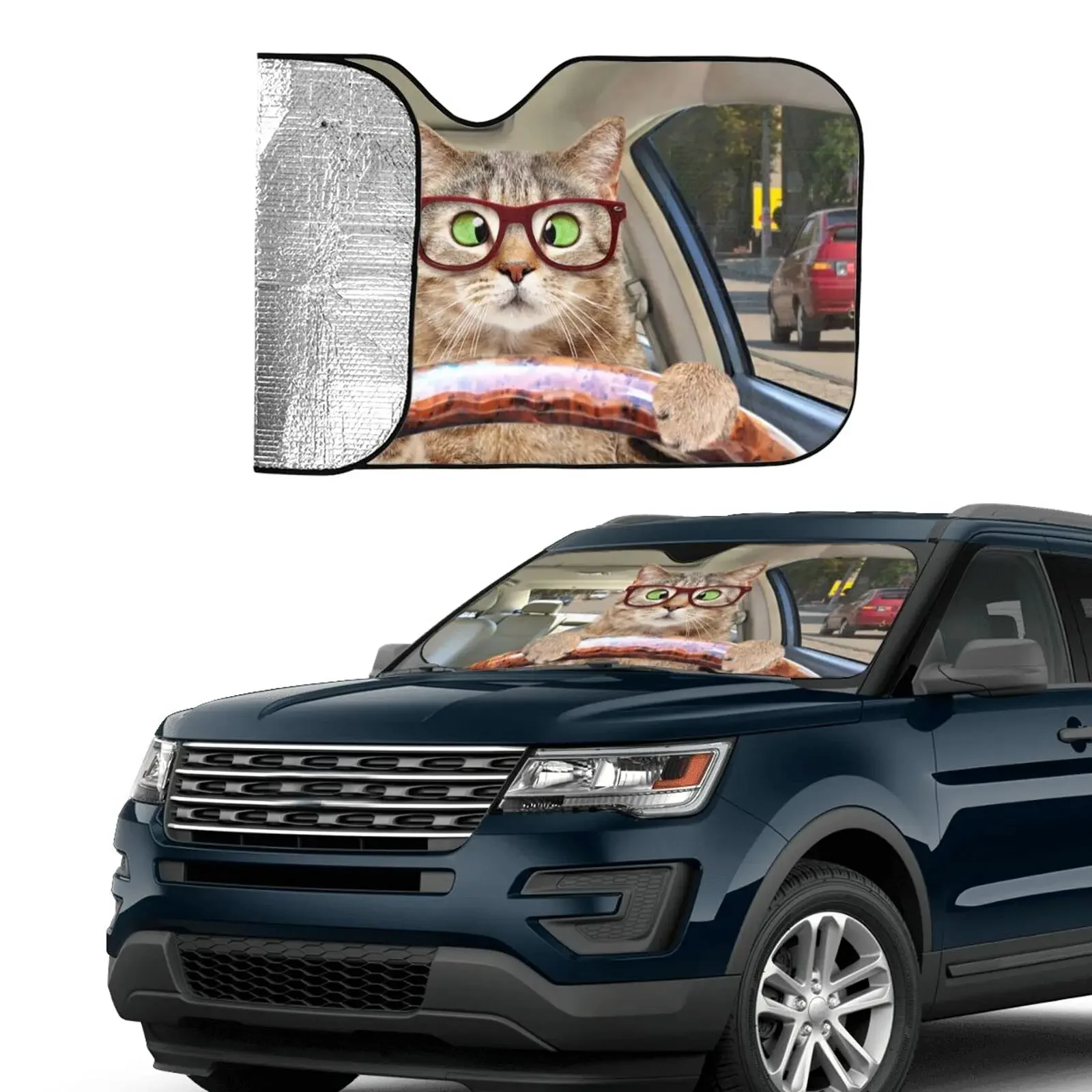 Cat Car Front Windshield Sun Shade,Auto Sunshade for Car Truck SUV - Blocks Uv Rays Sun Visor Protector (51